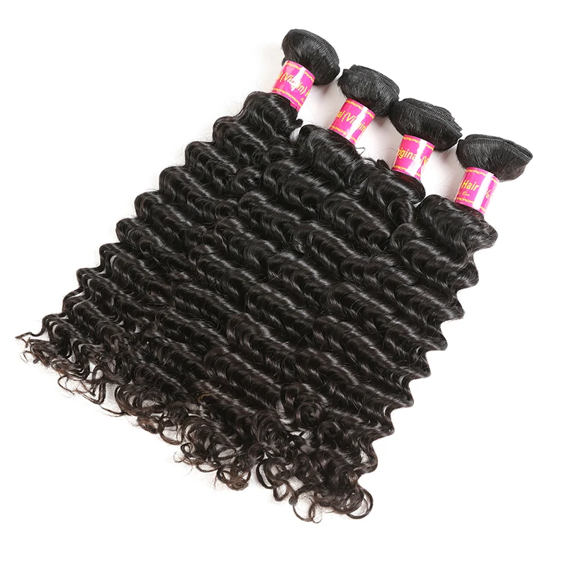 Али Королева волос 4 шт бразильские глубокая волна Virgin человеческие волосы ткет