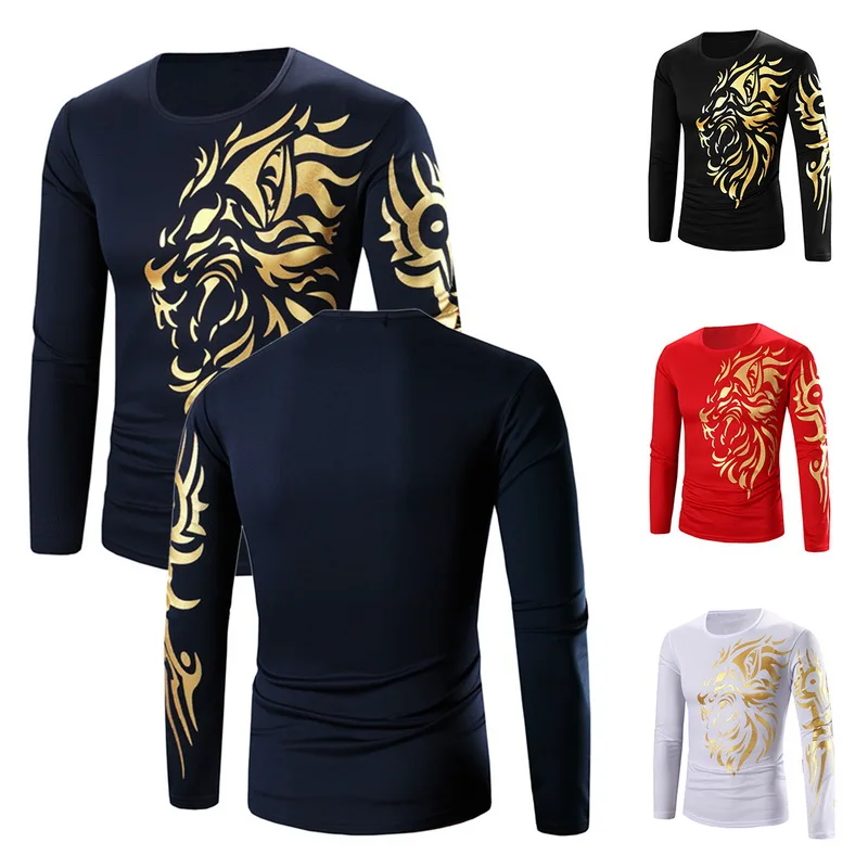 Мужская футболка с длинным рукавом HEFLASHOR Повседневная принтом драконов большие