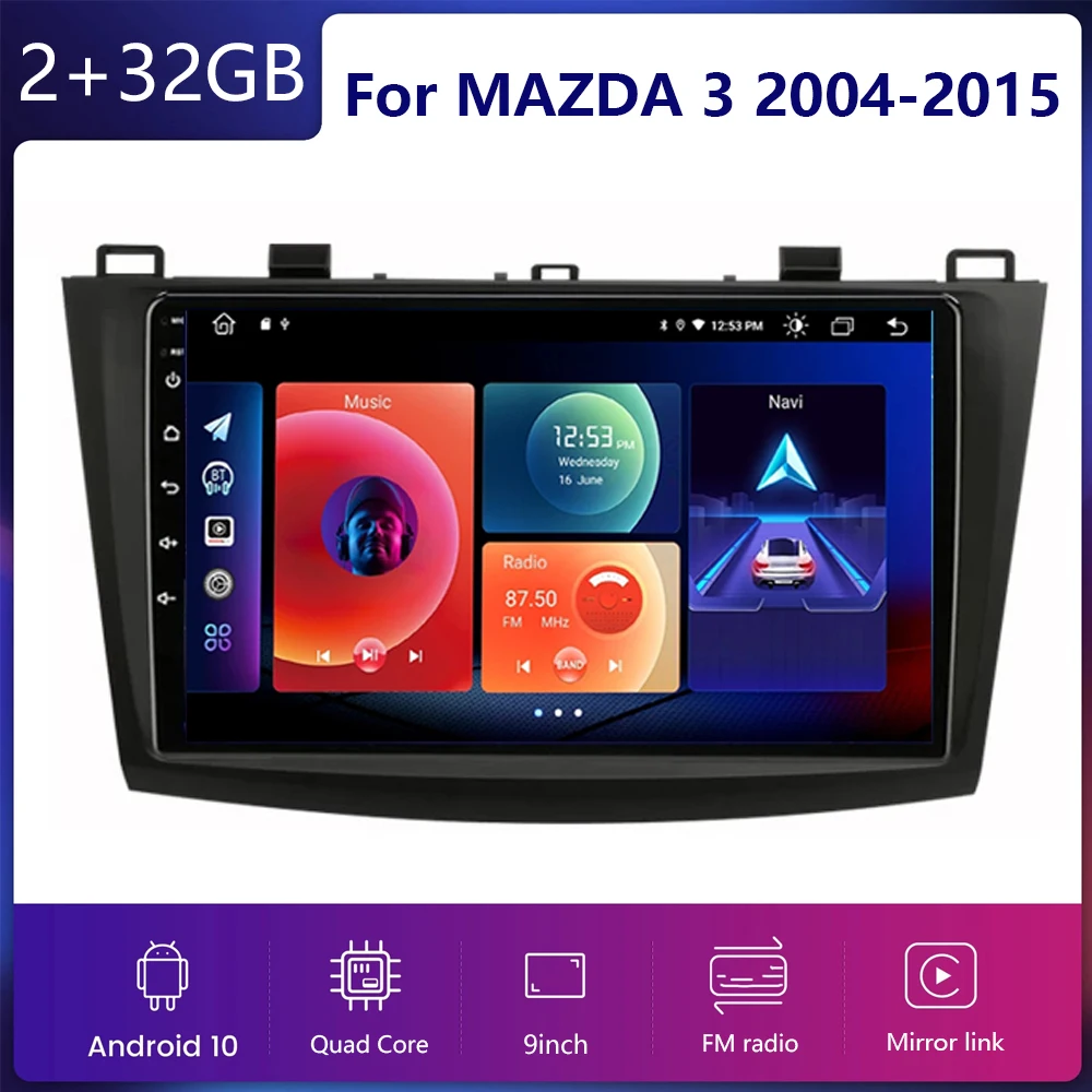 

Автомагнитола 2 Din на Android 11 для Mazda 3 2004-2015, мультимедийный видеопроигрыватель с сенсорным экраном, Wi-Fi динамик MP5 без DVD 9"