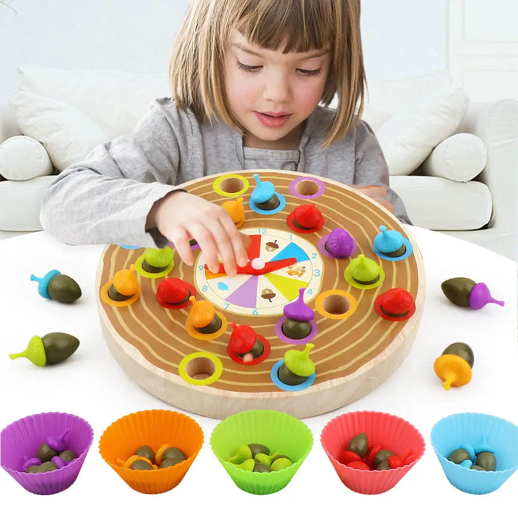 

Wooden Beads Game Preschool Color Sorter Math Games Early Learn Squirrel Clip Ball Puzzle for Boys Girls Toddlers Age 3+ Baby