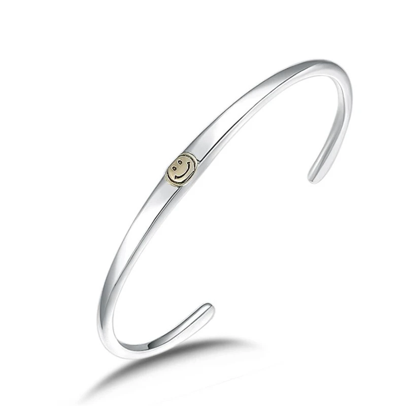 

Sole Memory Sweet Retro Smile Cute Smiley 925 Sterling Silver Female Resizable Bracelets SBR283