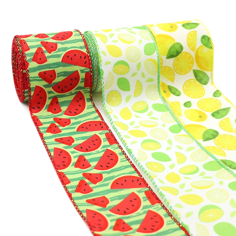 2 5 дюйма 63 мм 6 ярдов проводная лента с краями для лимонного арбуза летней