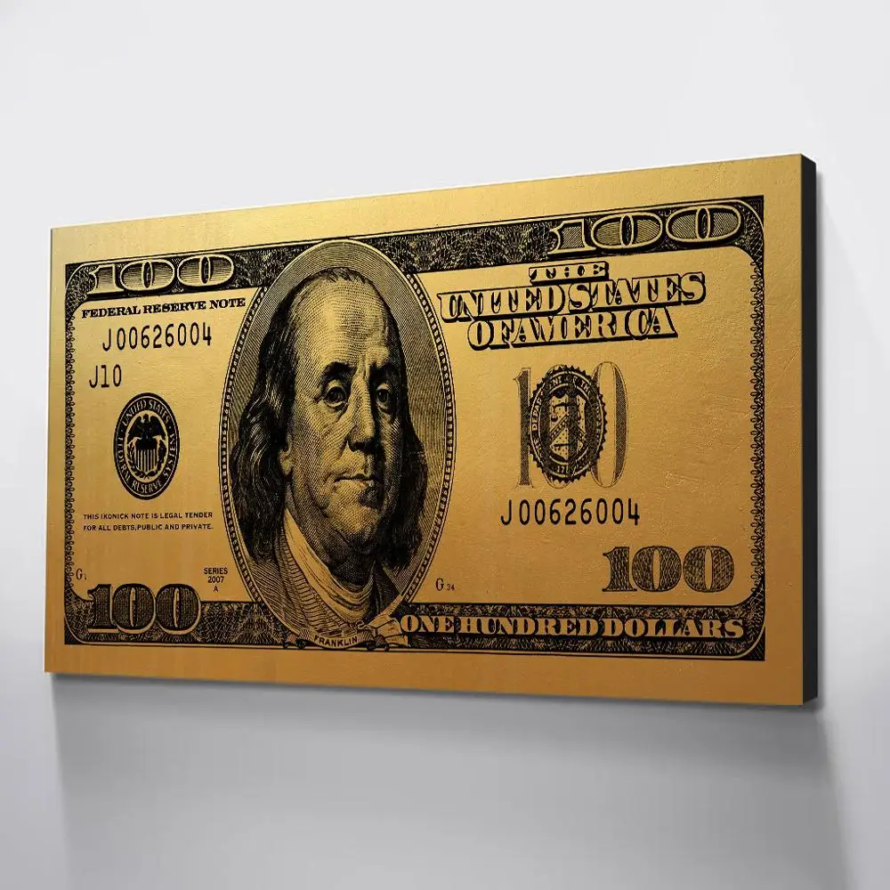 Золото Wall Art плакат деньги долларов печать на холсте HD поп арт стена картинки для