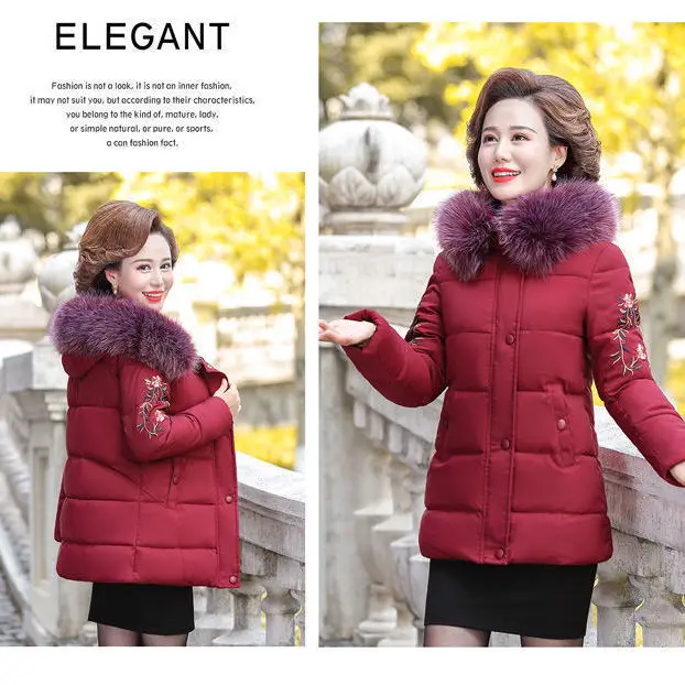 

[high quality fabric] mother's cotton padded jacket middle-aged and old women's winter clothes large down cotton padded jacket