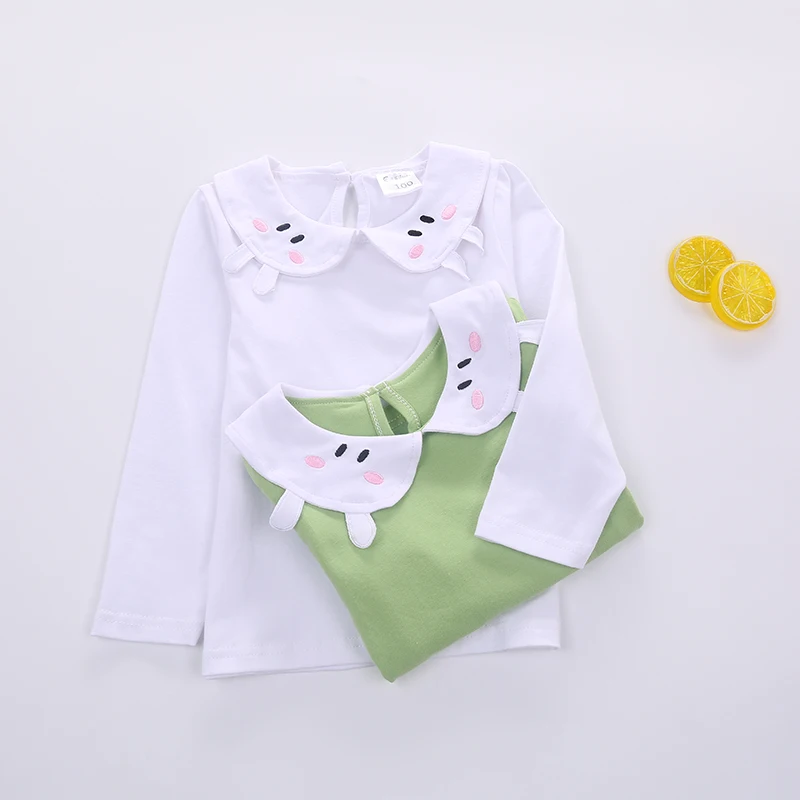 0-7yrs Детские футболки для девочек хлопковая детская одежда длинные рукава