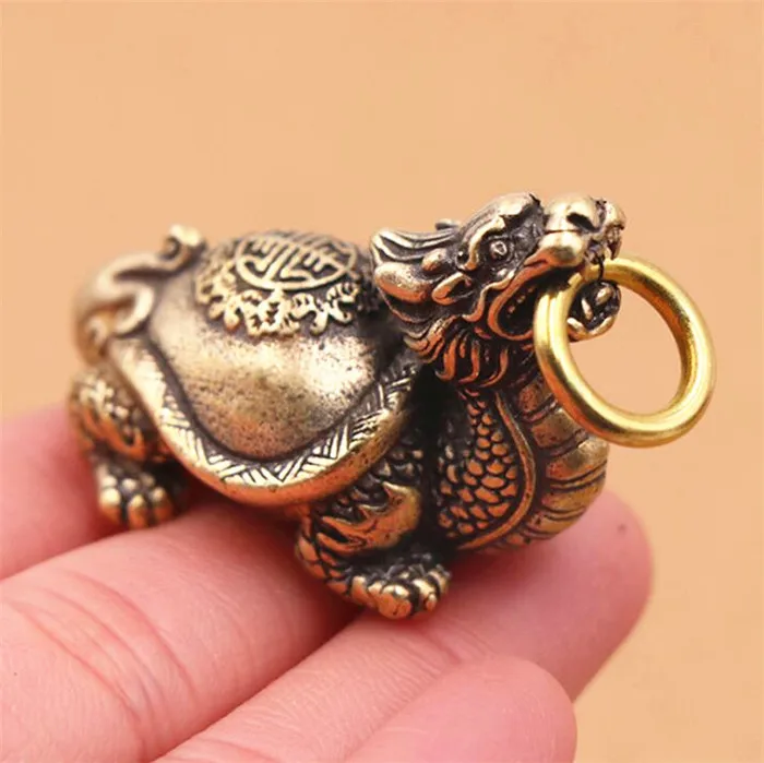 Fengshui китайская винтажная Коллекционная Подвеска из чистой латуни Бог дракон