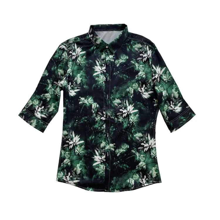 

Loldeal British Style Half Sleeve Shirt Fashion Floral Batik Slim Fit Social Gathering
