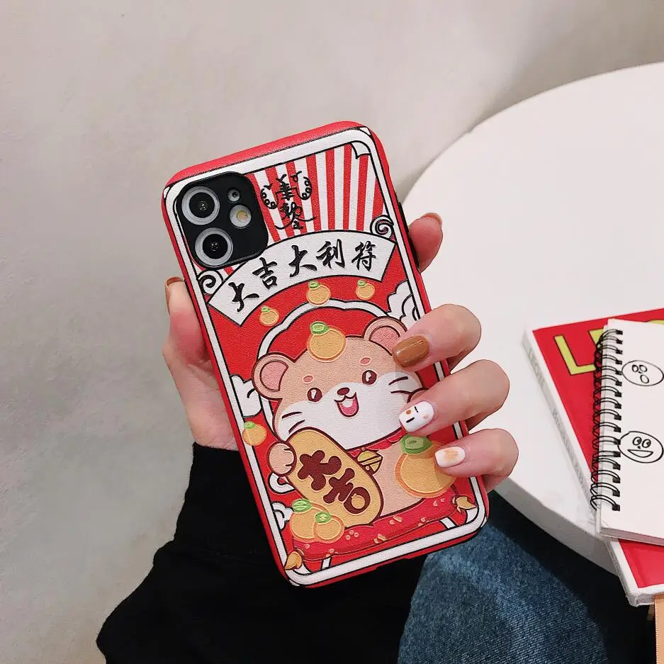 Милый 3D рельефный чехол с изображением из мультфильма Lucky Cat, богатая свинья, мышь, чехол для телефона для iphone 11 Pro xs max XR X 10 8 7 6 6S Plus, мягкая задняя крышка - Цвет: daji
