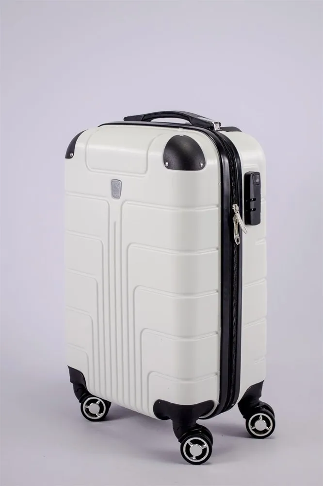 Чемодан маленький из поликарбоната белый S (ручная кладь) на 4-х колесах с кодовым