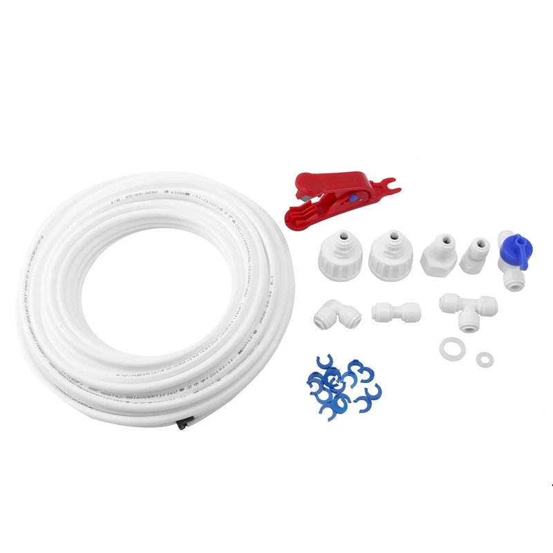 

1/4 Quick Connect Pipe Fittings Reverse Connectors Kit for Water Filter System 15M Water Supply Hose Connector Pipe