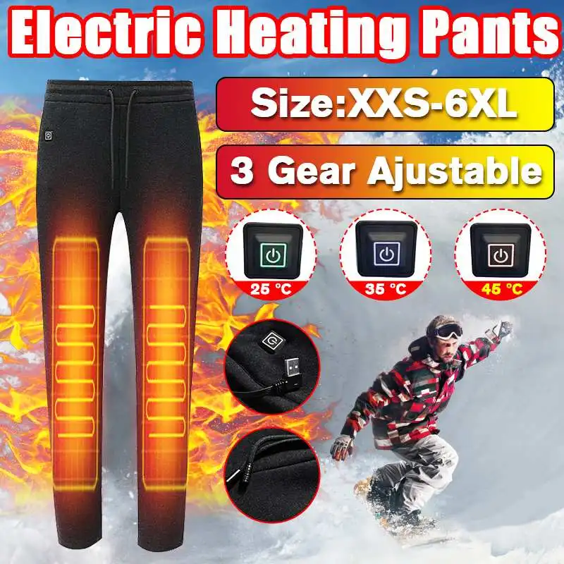 Men Women's USB Electric Heating Trousers Pants Camping USB Intelligent Heated Sportswear Warm Knee Trouser Pant for Camping SKi