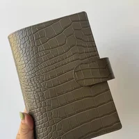 Lovedoki A6 Loose Leaf Journal Notebook Alligator Pattern Full Grain Genuine Leather Cover Chocolate Color Planner Organizer2021