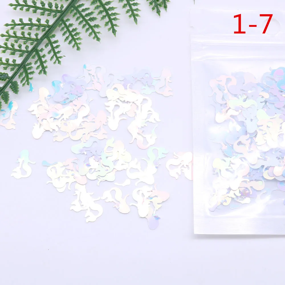 Золотистых смешанных Цвет упаковка 8x12 мм Форма русалки ПВХ блестки надувные