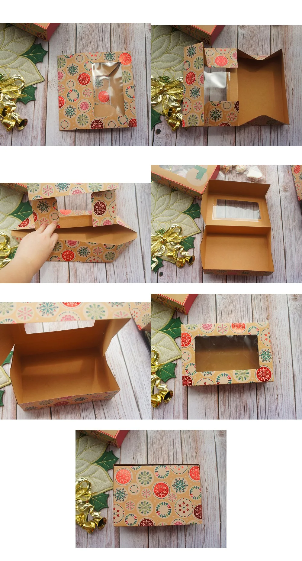 22*15*7 см 10 шт. крафт Бумага ярко-красного цвета с рождеством снеговик дизайн