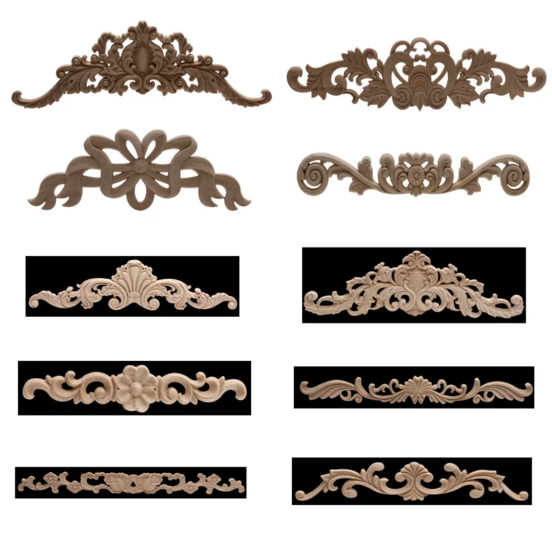 Накладка древесины Молдинги аппликация деревянная Декаль резные Неокрашенный