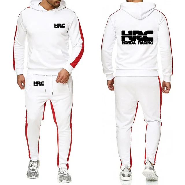 

New Spring Autumn Mens Hoodies Sportssuit HRC Racing Logo Fashion pullover+Pants 2Pcs High Quality Harajuku Sporting Suit