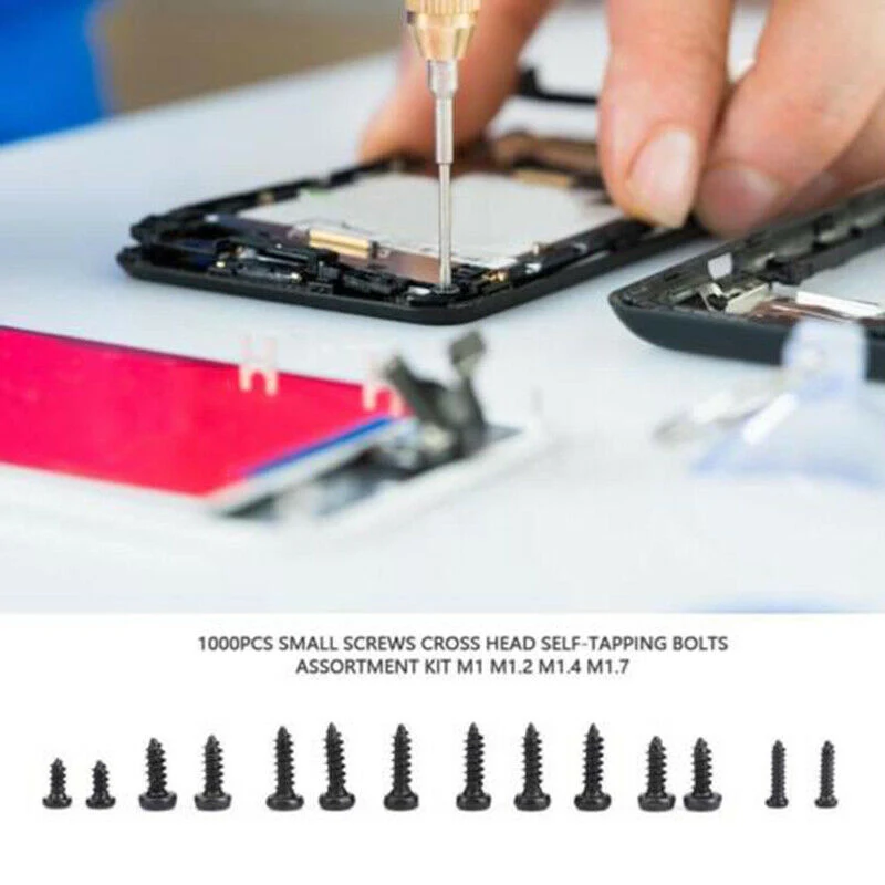 

Hardware Screw Tools 1000Pcs M1-M1.7 Bolts Nails Fasteners Round Black