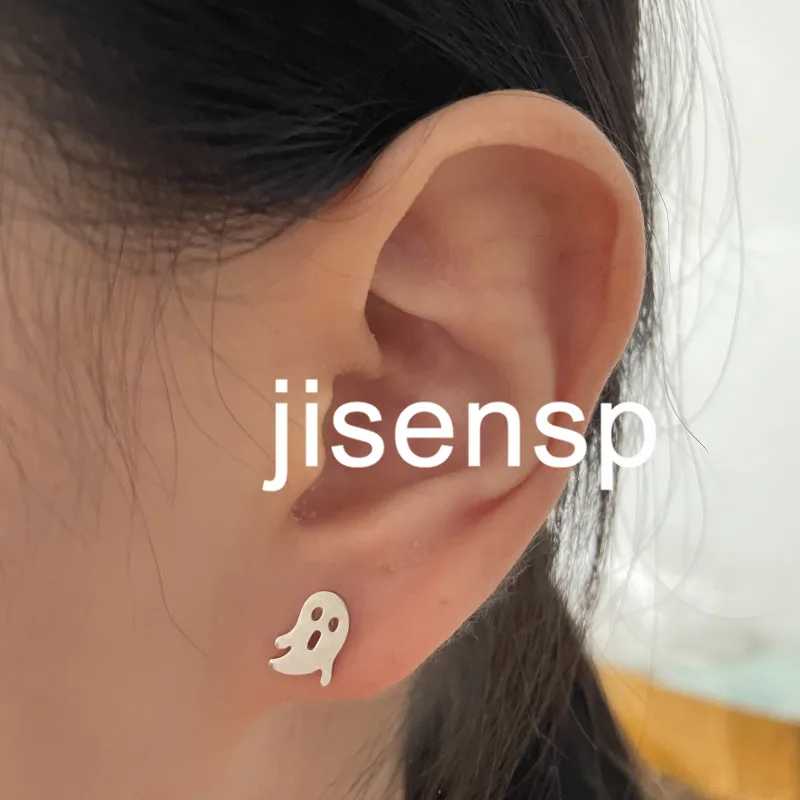 2021 забавные серьги-гвоздики из нержавеющей стали в виде призрака маленькие
