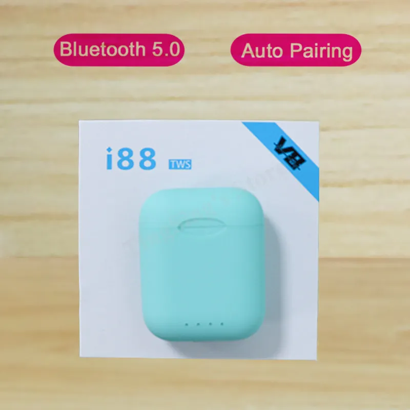 Новинка, высокое качество, I88 TWS, беспроводная стерео гарнитура Bluetooth 5,0, лучше, чем I10, I11, I13, I12, TWS для всех смартфонов - Цвет: Зеленый