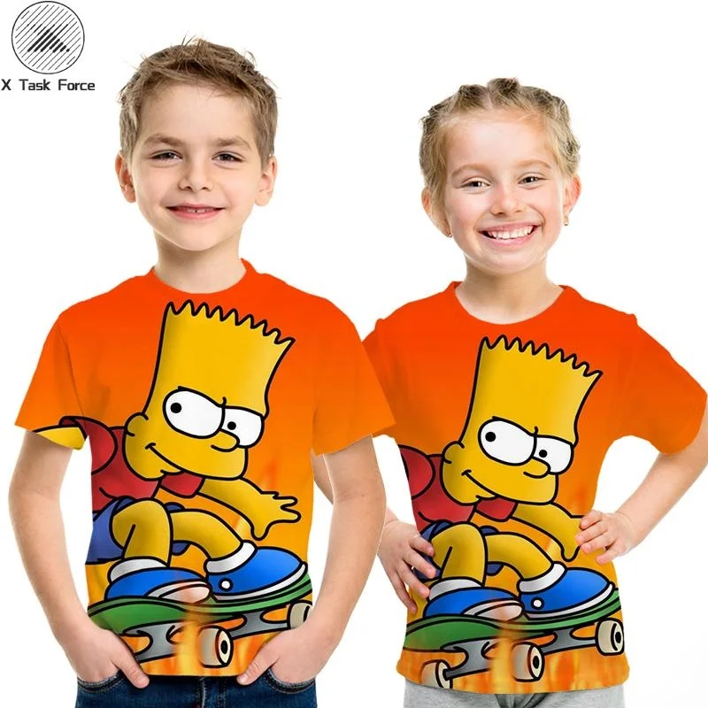 Новинка летние детские футболки с принтом Симпсона Снупи и других анимационных