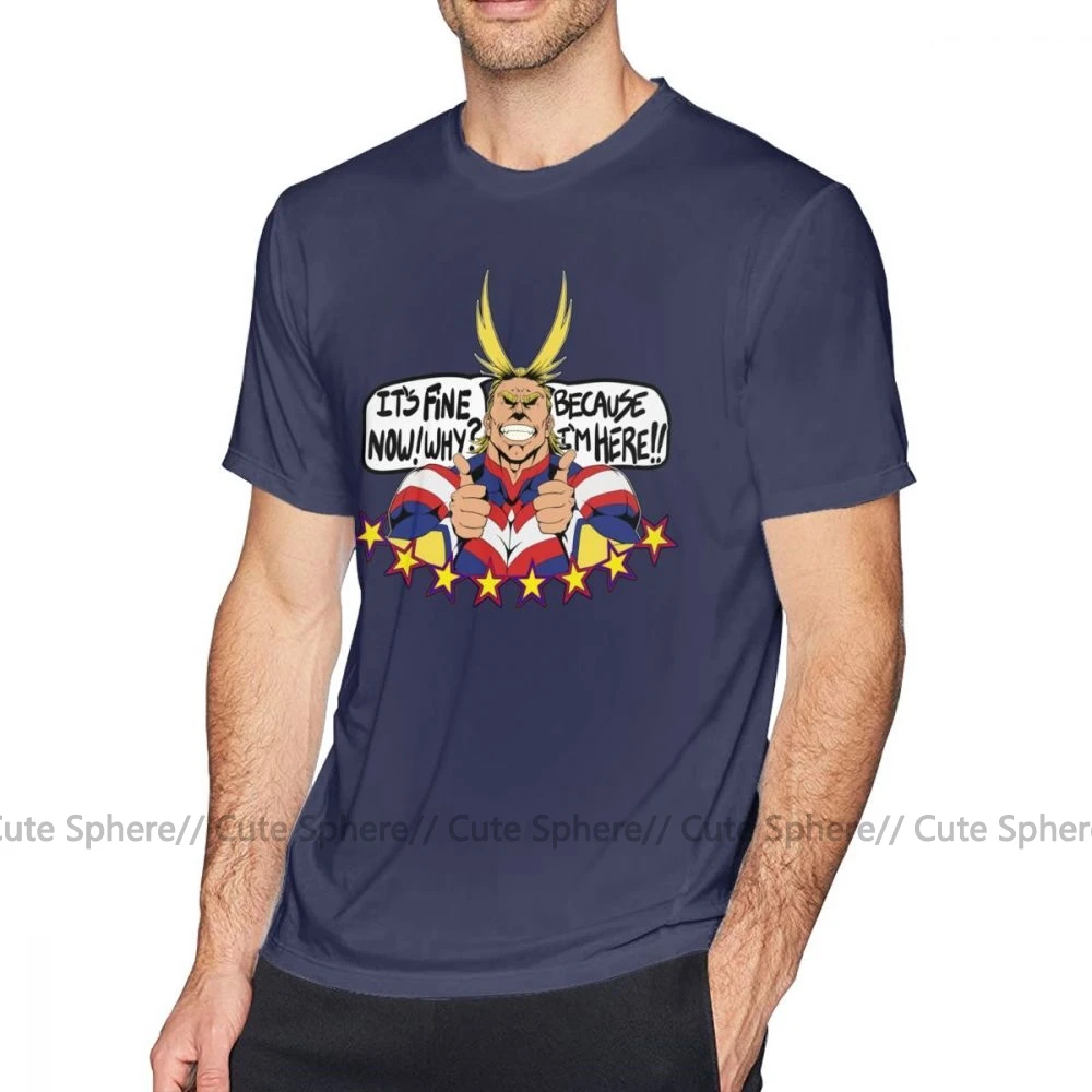 Футболка All Might, All Might Is Here, футболка с коротким рукавом для мужчин, футболка, забавная модная ХХХ хлопковая Футболка с принтом - Цвет: Navy Blue