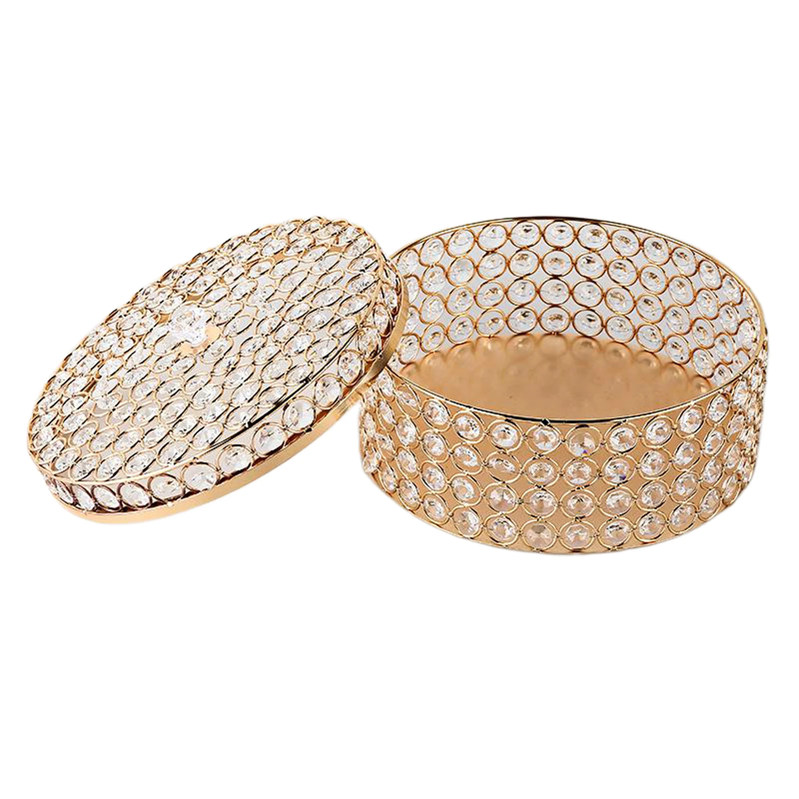 

Crystal Jewelry Box Trinket Organizer Earrings Rings Box Treasure Box Storage Keepsake Mirror with Lid for Wedding Dresser Room