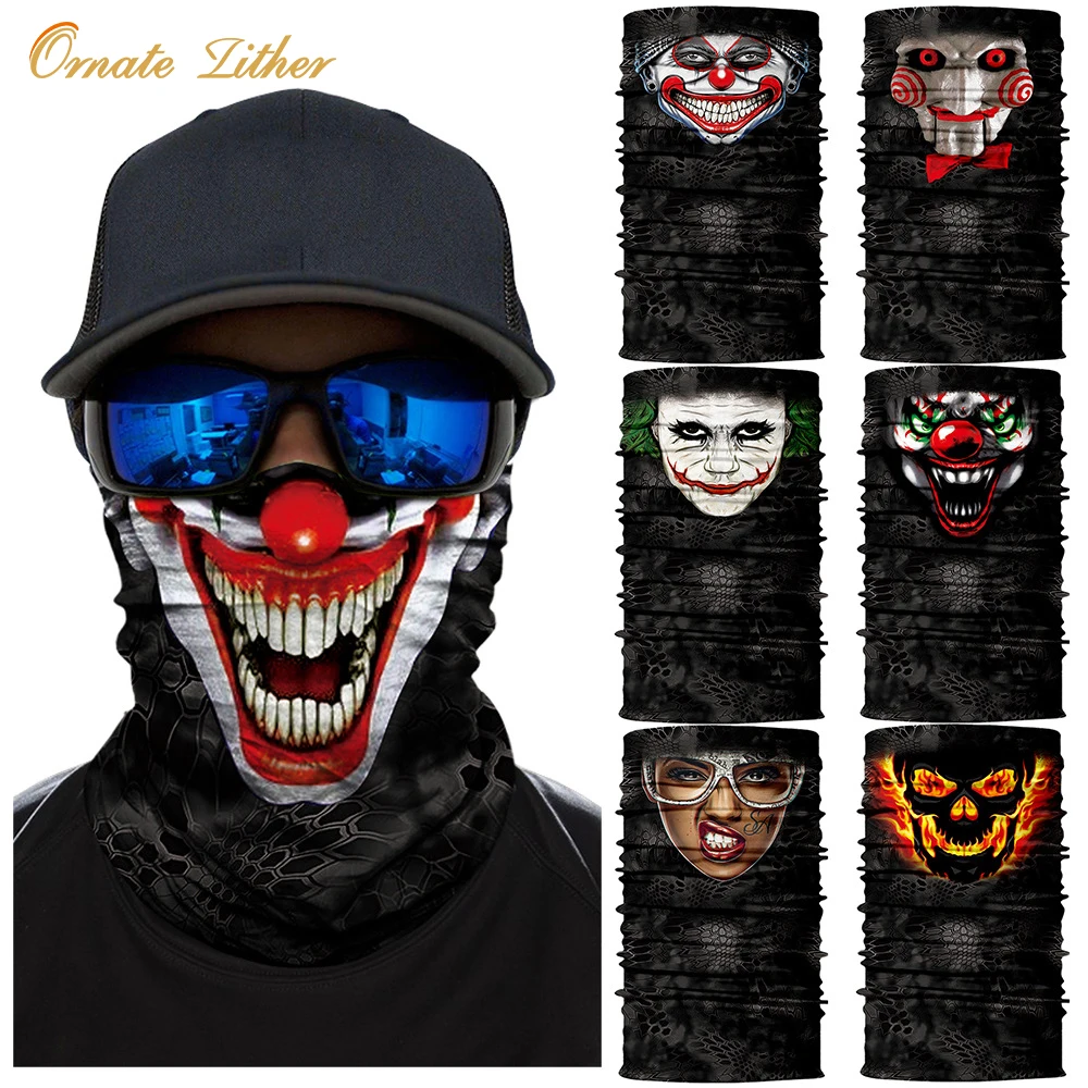 melhor 3d Camuflagem Cabeça Crânio Buffs Bandana Esporte Ciclismo Máscara Facial Palhaço Escudo Capa De Esqui Balaclava Pescoço Gaiter Halloween Máscaras