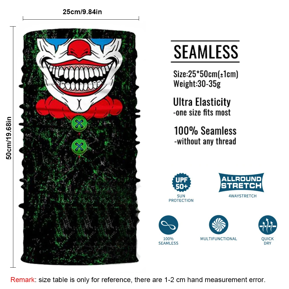 

Seamless Bandana Ghost Neck Gaiter Clown Balaclava Breathable Motorcycle Army Half Mask Buff Biker Tube Scarf Headband Men Women