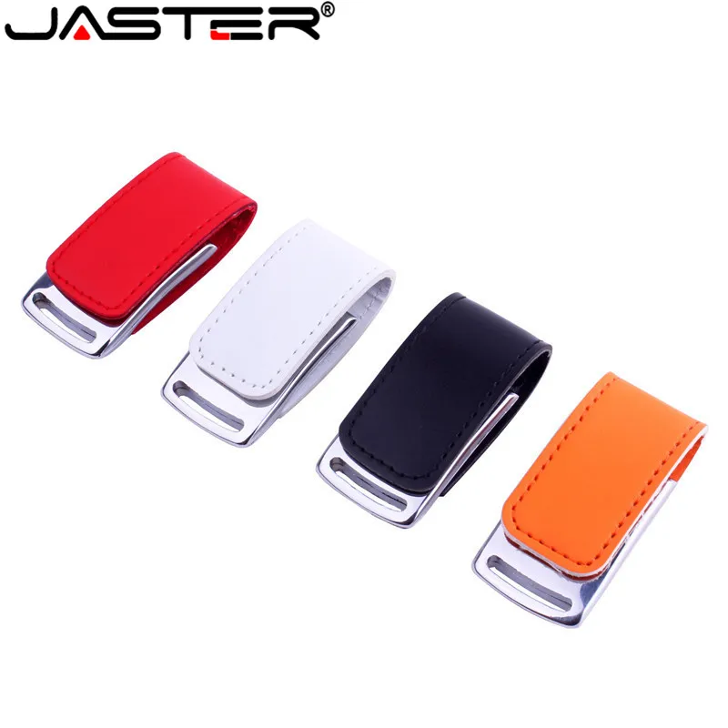 JASTER металлический USB флэш-накопитель, кожа и металл брелок Флешка Мода creativo USB 2,0 64 ГБ 32 ГБ 16 ГБ 8 ГБ 4 ГБ U диск