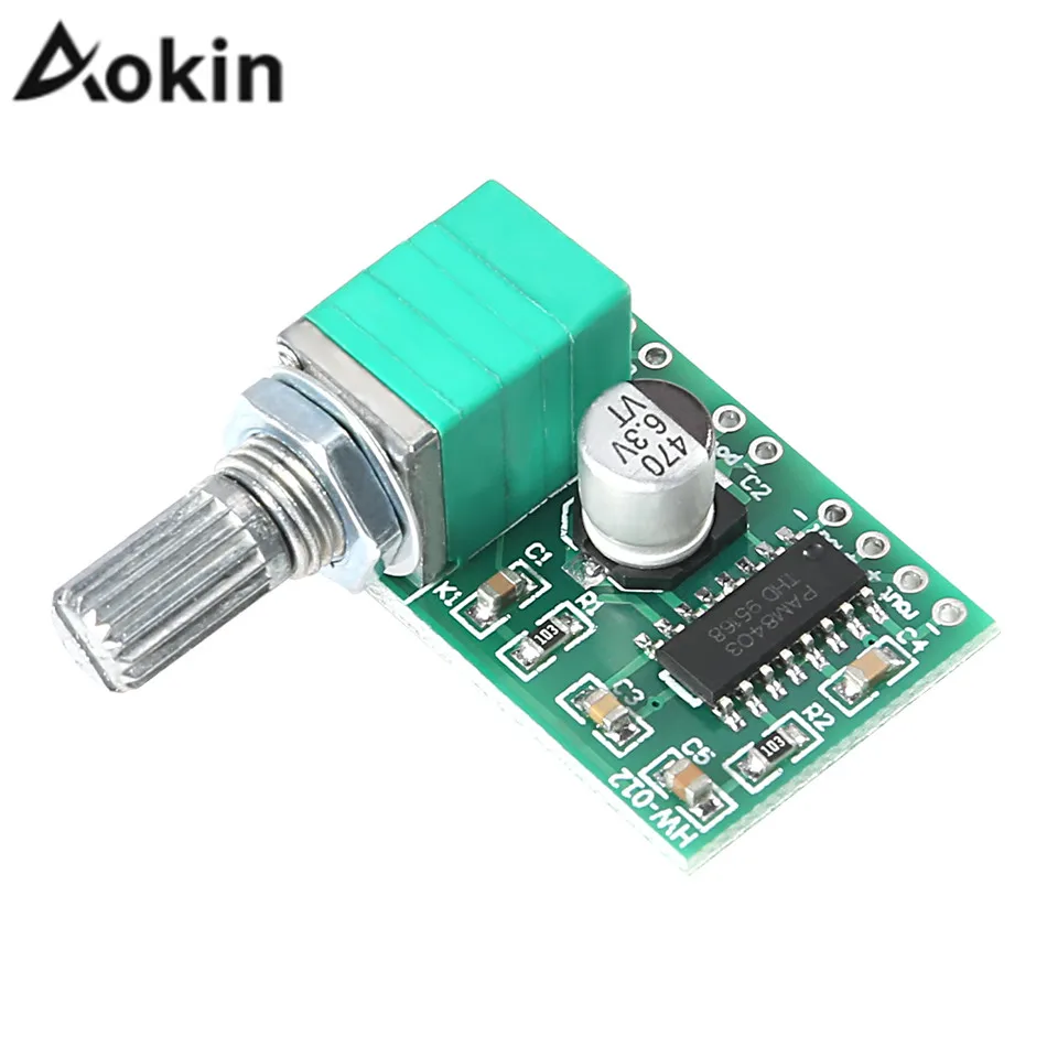

DC 5V Audio Amplifier Dual-Channel 3W+3W DC 5V PAM8403 Mini Digital Stereo Amp Board with Potentiometer for Arduino