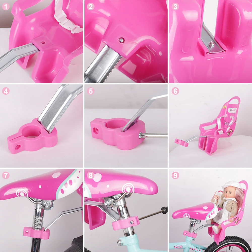 

Kids Bike Seat Post Doll Seat with Holder for Kid Bike with Decorate Yourself Stickers baby bike bicycle baby seat doll