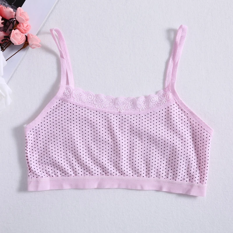 

Young Girls Lace Dot Soft Cotton Bra Puberty Teenage Sport Underwear Kids Cloth E06F