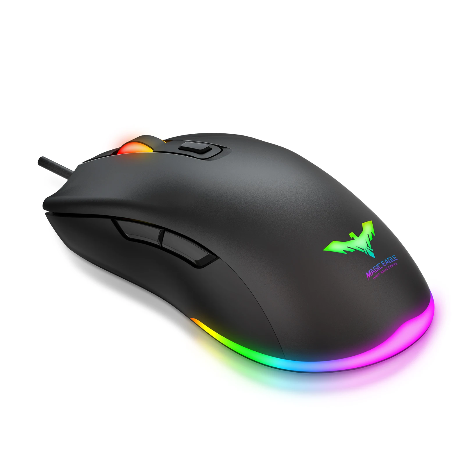 Havit mouse gamer com fio usb 6400, com dpi de ajuste e 7 rgb retroiluminado para pc, laptop e computador profissional