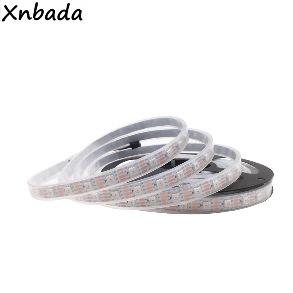 DC12V WS2815(WS2812B WS2813 обновление) RGB светодиодные пиксельные полосы, индивидуально адресуемые Белый/Черный PCB двухсигнальный светодиодный гибкий светильник
