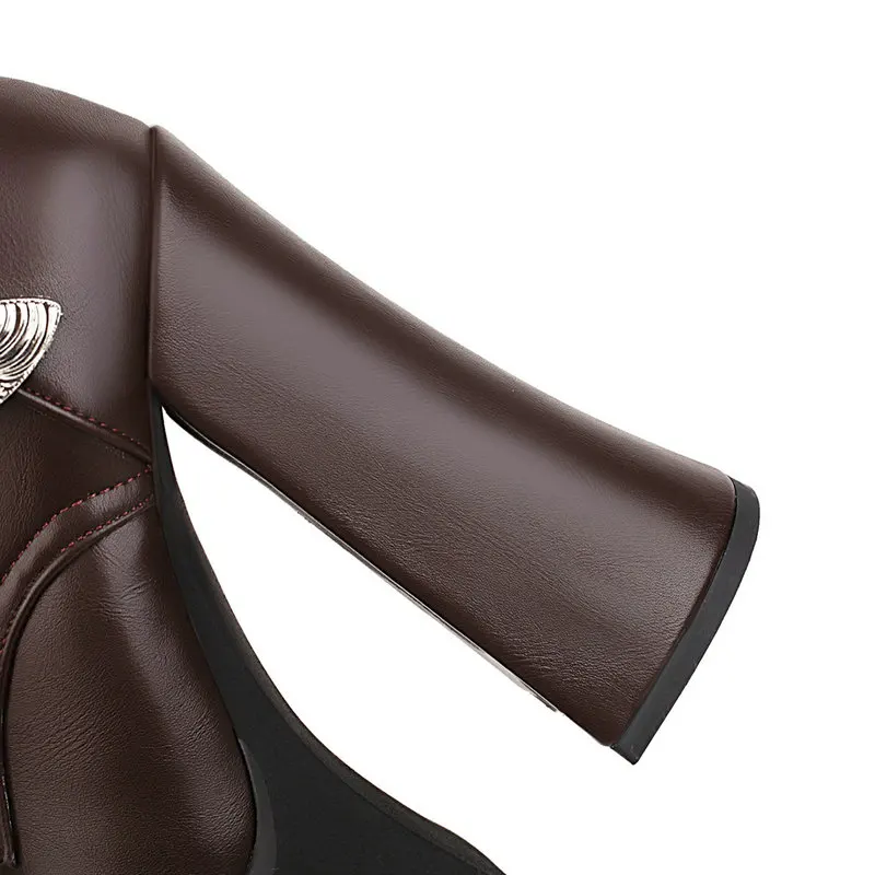 Женские мотоциклетные ботинки на платформе 15 см сапоги до середины икры очень