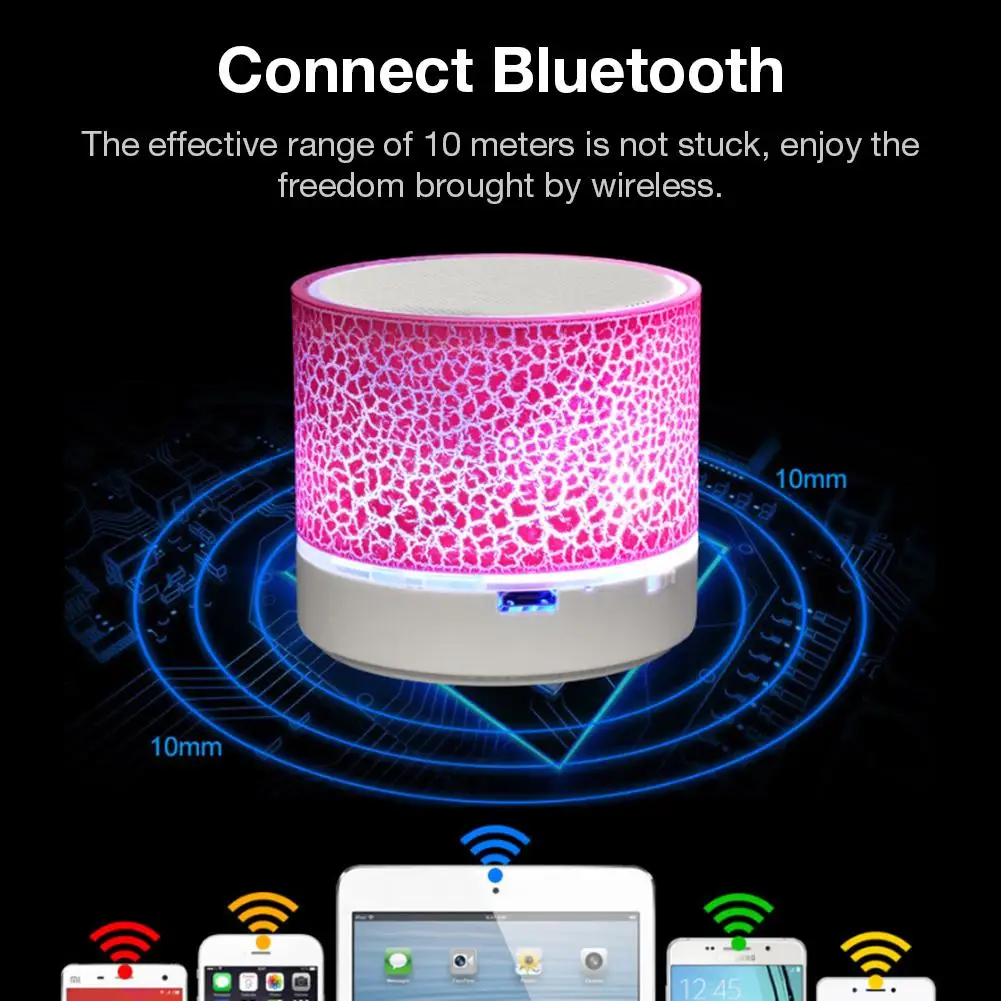 Беспроводной Bluetooth-динамик с ярсветильник том и трещинами мини-сабвуфер