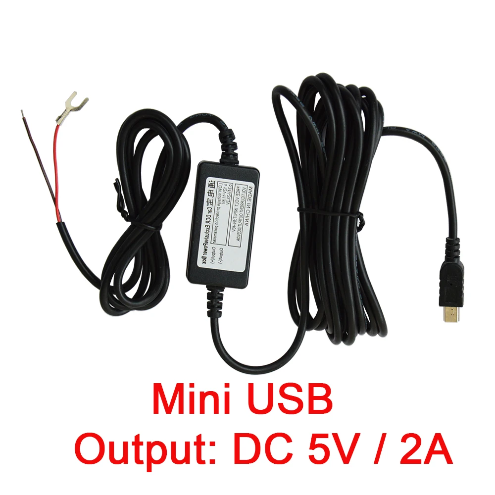 

DC 5V 2A Mini USB Port Wire Cable Car Charger Kit for Camera Recorder DVR Exclusive Power Supply Box Protection with Low Voltage