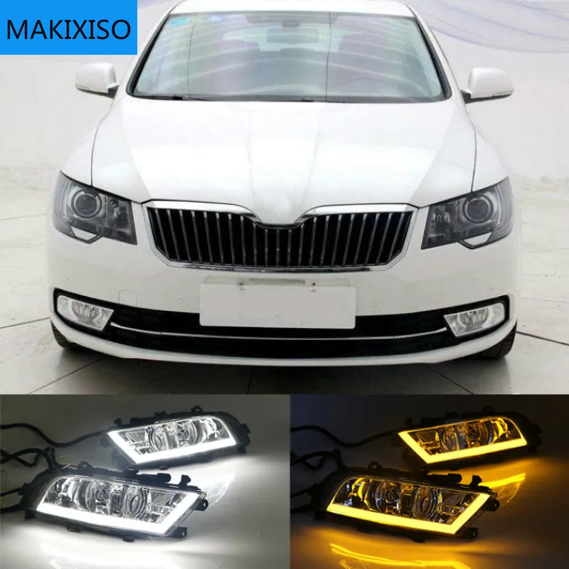 

1 пара для SKODA SUPERB 2013-2015 12 В ABS светодиодный ные дневные ходовые огни противотуманные фары