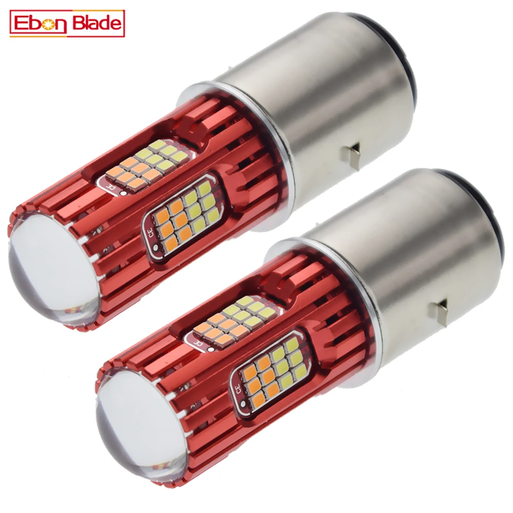 2 шт. мотоциклетная фара H6 12 в 24 В BA20D двухцветная 2016 72SMD Светодиодная лампа для