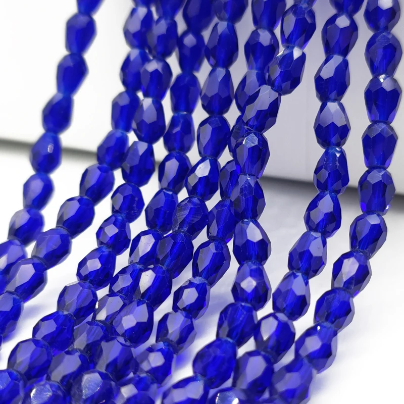 3x5 5x7 8x11mm Teardrop Dark Blue Crystal Beads Faceted Waterdrop Glass Loose Spacer Beads for Jewelry Making Accessories DIY