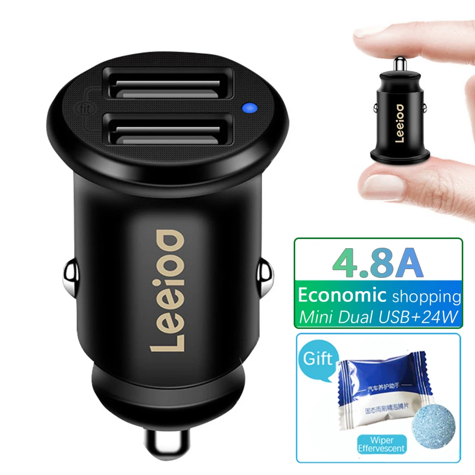Автомобильное зарядное устройство LEEIOO с USB 4.8A мини адаптер для зарядки телефона в