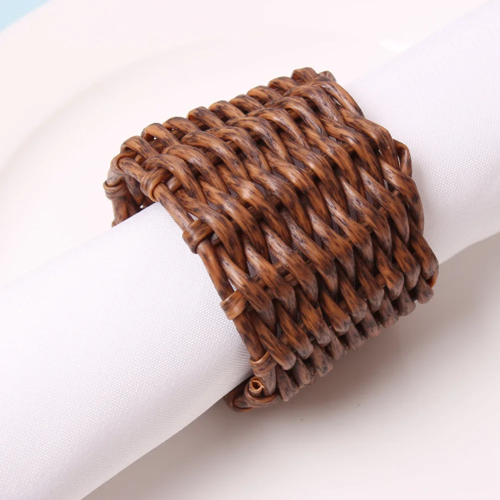 

12pcs/lot Natural Jute Napkin Ring Rope Woven Napkin Buckle Linen Rope Napkin Ring Party Dinner Christmas Table Decoration