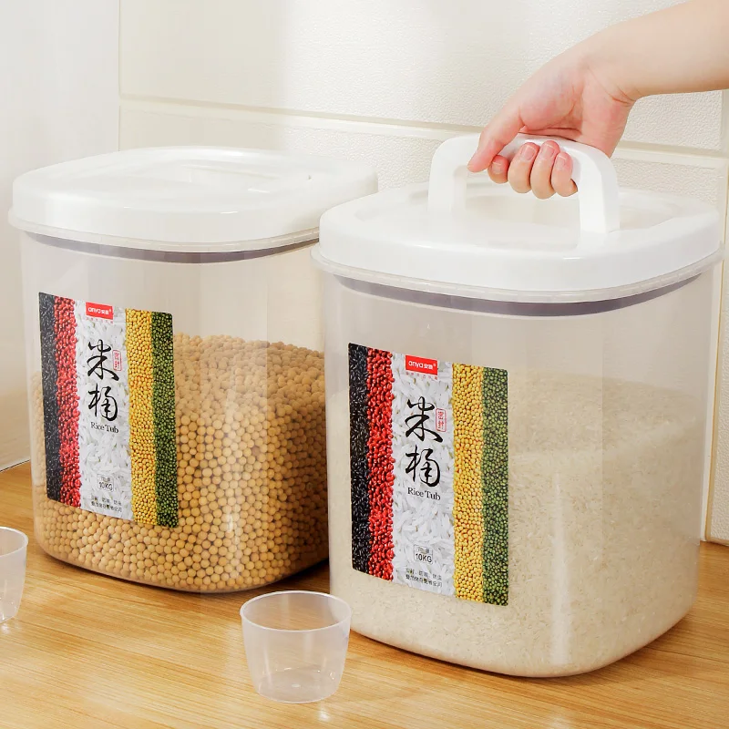 

Food Large Storage Containers Plastic Home Kitchen Storage Containers Closet Dispenser Cuisine Rangement Rice Container EA6SNG