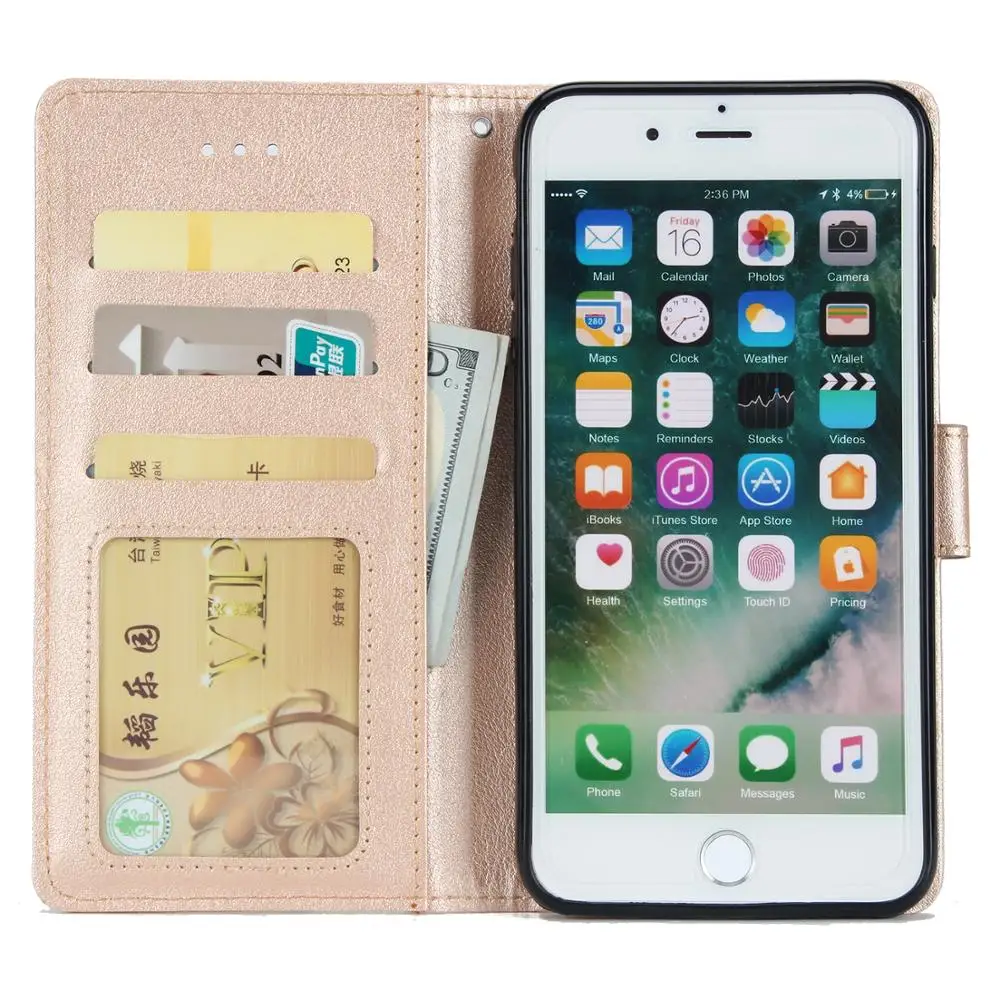 Чехол-книжка с бумажником для iPhone 8 со шнурок в подарок фоторамка отделениями