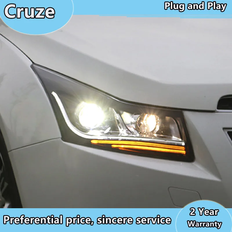 

Автостайлинг для Chevrolet Cruze фары 2009-2014 светодиодный ные фары ДХО Биксеноновые светодиодный ные линзы дальний и ближний свет парковка