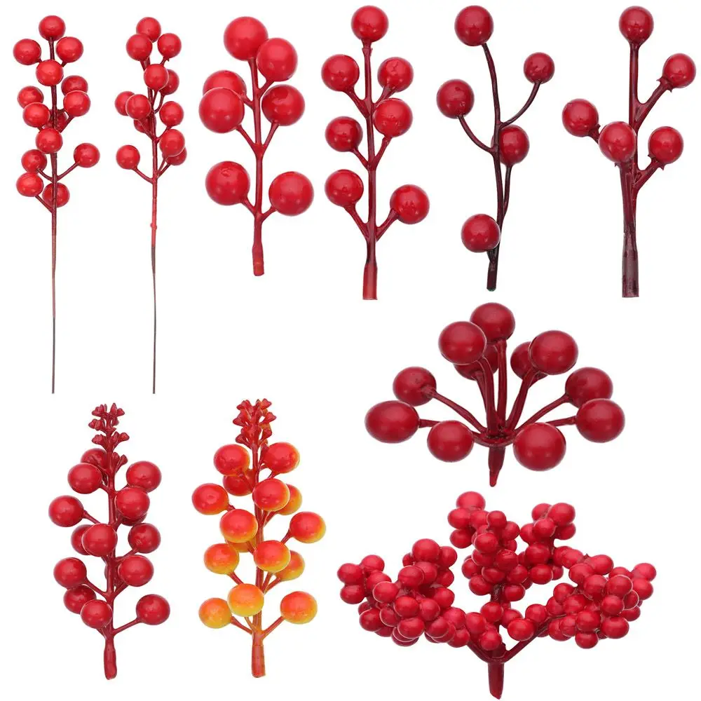 

Wrap Pinecone Red Berries Red Christmas Berry Christmas Ornament Home Floral Decor Artificial Flowers Xmas tree Decor