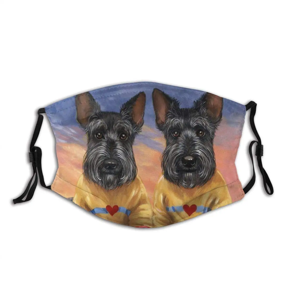 

Scottish Terrier Sunshine Twins Flag1 Animal Print Washable Dust-Proof And Windproof Mask Bandana Balaclava Breathable Reusable
