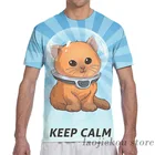 Мужская футболка Subnautica с надписью Keep Calm Kitty, женская модная футболка с принтом по всей длине для девочек, топы для мальчиков, футболки с коротким рукавом