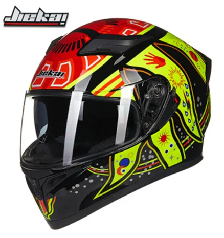 Мотоциклетный шлем JIEKAI 316 с двойными линзами мотошлем в горошек одобрен ECE 55 64 см