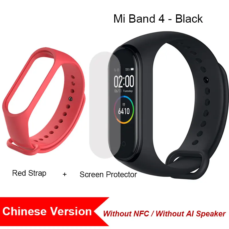 CN Add Red Xiaomi Mi Band 4 глобальная Версия смарт-браслет Miband 4 браслет пульсометр фитнес цветной экран Bluetooth 5,0 версия CN - Цвет: CN Add Red
